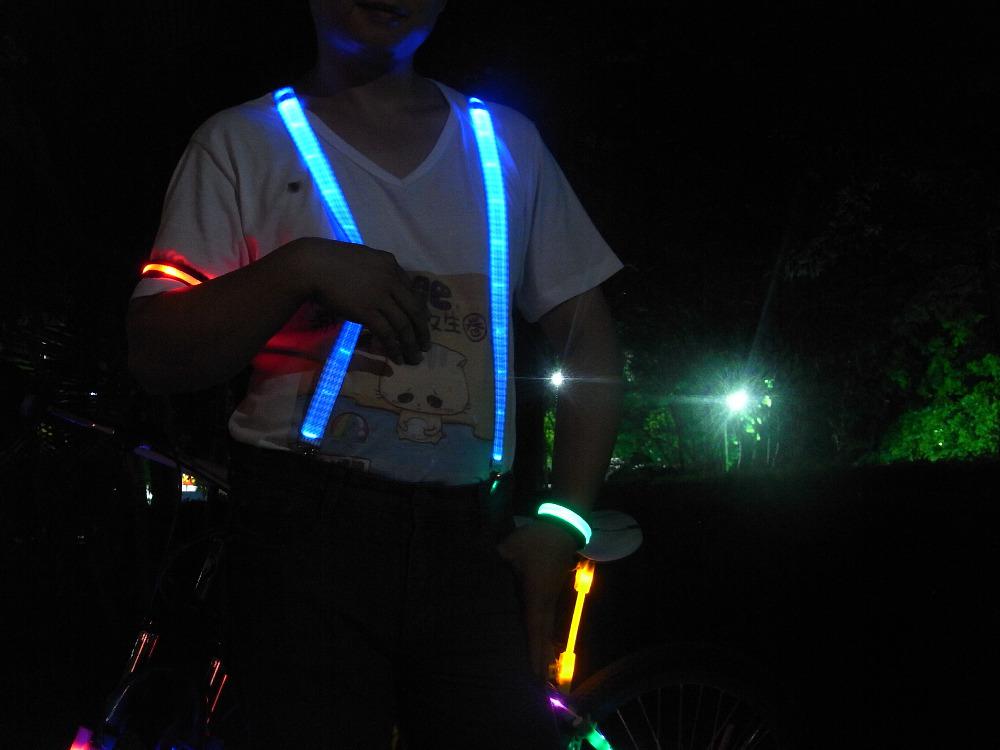 Wholesale-115 cm Adjustable Length LED Suspenders Cool Decoration for Bar Club Flashing in the Night 4 Colors LED Light Braces 44-36