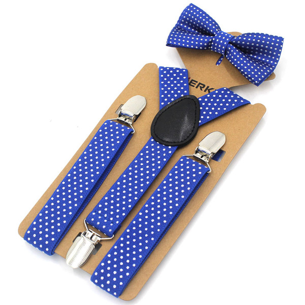 New Royal Blue Baby Kids Suspenders Bowtie Set Children's Boys Bowtie Elastic Adjustable Y-Back Braces Wedding 8 colors EBD6157