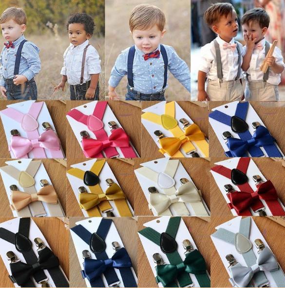 32 colors Kids Suspenders Bow Tie Set for 1-10T Baby Braces Elastic Y-back Boys Girls Suspenders accessories dc245