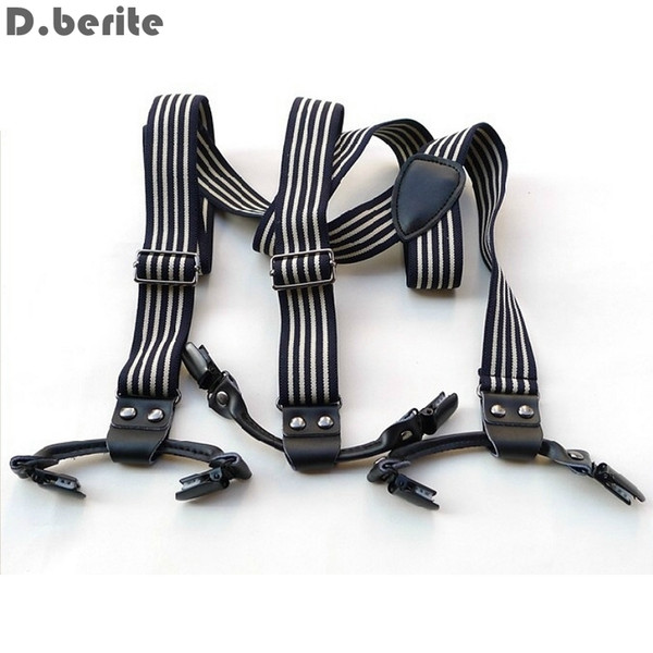 Men's Black White Stripes Suspenders Adjustable Clip-on Braces Unisex Clips Braces Adult Belt Strap For Wedding Party BDXJ302