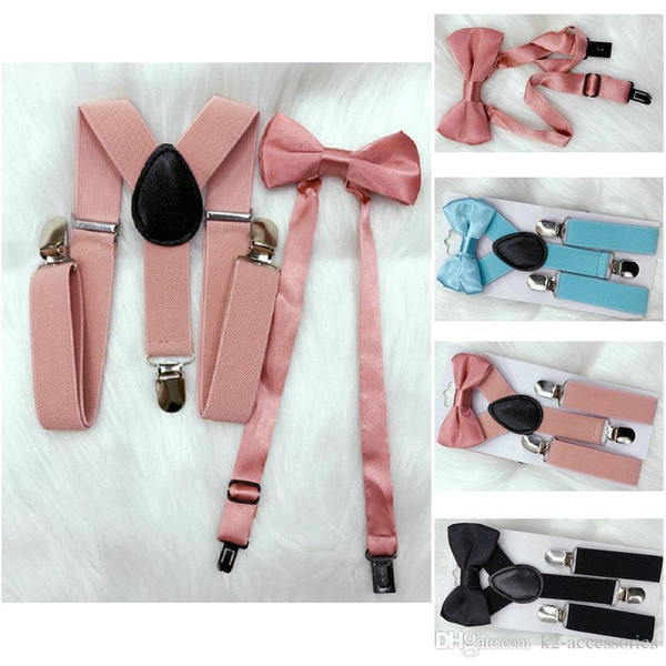 26 colors 2.5x65cm Kids Suspenders Bow Tie Set for 1-10T Baby Braces Elastic Y-back Boys Girls Suspenders accessories