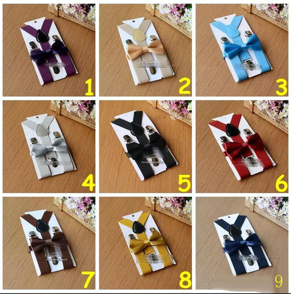 26 colors Kids Suspenders Bow Tie Set for 1-10T Baby Braces Elastic Y-back Boys Girls Suspenders accessories