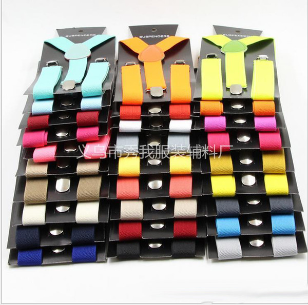 Promotion Sale Kids Children Toddlers Suspenders 2.5cmx85cm Elastic Adjustable 3 Clips-on Y-Back Boys Girls 40 Colors DHL FREE SHIPPING