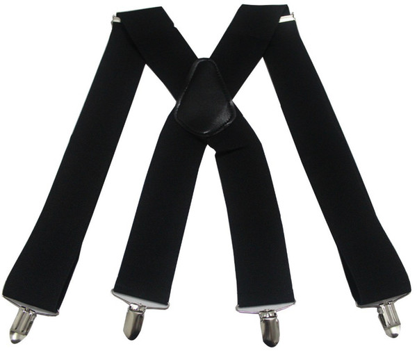 Suspenders Men 2 Inch 50mm Wide Adjustable Four Clip-on X- Back Elastic Black Red Grey Heavy Duty Braces Suspenders Mens