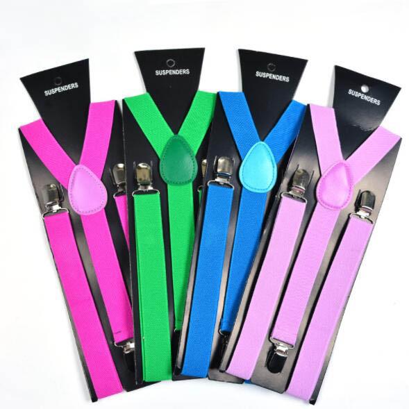 2.5X100CM Women/Man Y-back Adults Adjustable Suspender Clip-on Elastic Suspenders Belts Straps Braces Christmas Gift Full Color