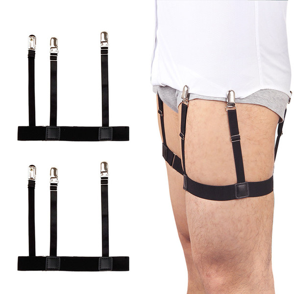 2 Pcs Men Shirt Stays Belt with Non-slip Locking Clips Keep Shirt Tucked Leg Thigh Suspender Garters Strap XRQ88