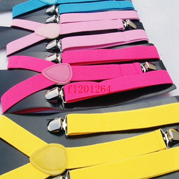 Free Shipping Candy Colors Kids Y-back Suspenders Adjustable Clip on Elastic Braces Children Belt Baby Straps 100pcs/lot