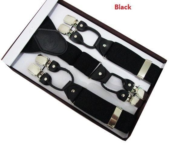 -Free Shipping High Quality Men Size 120cm Length Adjustable Six Clip-on Y-Back Black Navy Suspenders Braces For Taller