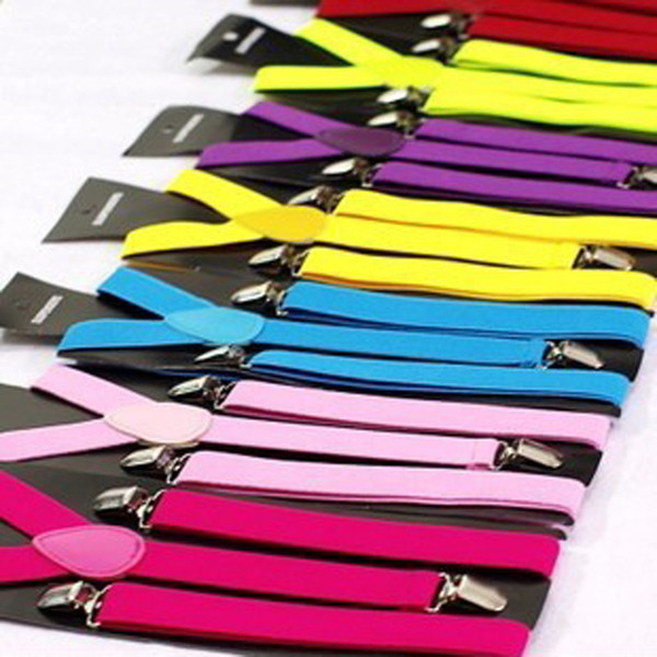 Top Quality Candy Color Unisex Adjustable Pants Y-back Suspender Brace Elastic Clip-on Belt Adjustable Braces Suspenders