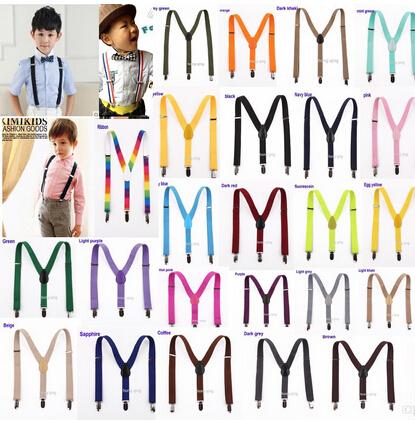 Fashion Children Kids Boy Girls Clip-on Y Back Elastic Suspenders Adjustable Braces Christmas gift full color