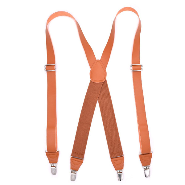 European fashion adult elastic 4 clip X type leather suspenders FY18102801