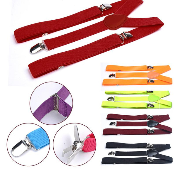 Wholesale-Clothes Accessories Y-Shape Adjustable Braces Solids 8 Colors Men Womens Clip-on Suspenders