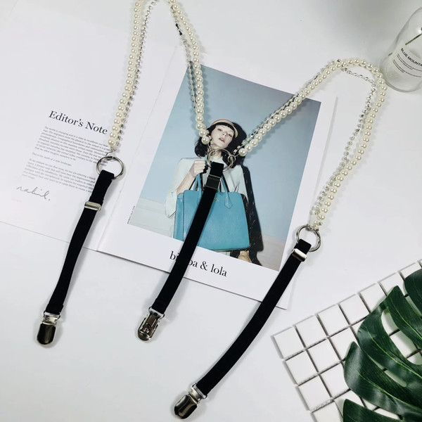 Pearl chain decorative back strap clip super - fairy handsome adjustable elastic elastic elastic tension suspender belt clip women tide