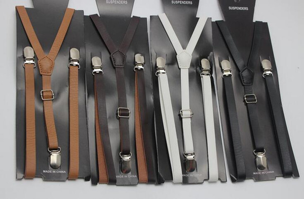 Fashion PU Suspender Suspenders For adults Clip-on PU Leather Suspender(No flexibility) Brace Belts Straps 1.5x100CM