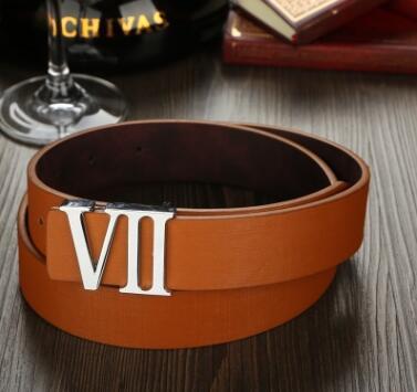 Men's Leather Belt Smooth Buckle Brand Name Men Belts PU Leather Alphabet Simple Casual Belts Man's