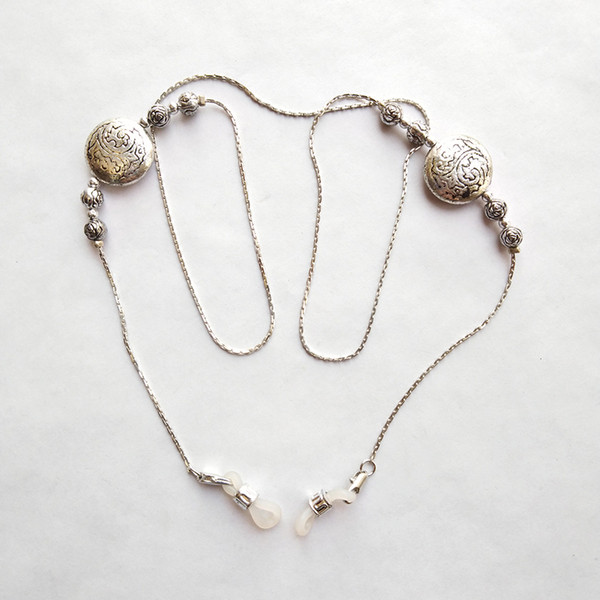 6 pieces per lot sunglasss metal beaded chain made of silver eclectro plated brass and vintage antique-silver beads