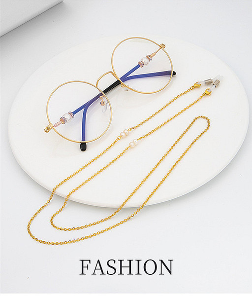 2019 handmade star-vintage 18K stainless pearl chain sunglasses readingglasses chain anti-slip rope string neck cord retainer silicon loop