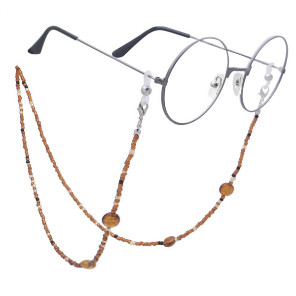 LuReen Fashion Amber Round Beaded Eyeglass Chain 70cm Long Secure Holder Link Chain for Women/Girls Sunglasses