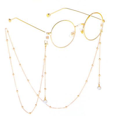 Fashionable simple Golden Pearl color-retaining clip glass chain metal chain eyeglasses chain