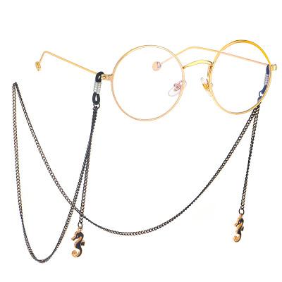 Fashionable and simple black hippocampus Pendant Chain Sunglasses with eyeglasses chain