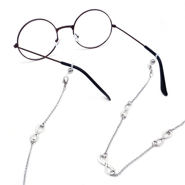 LuReen 70cm Fashion Metal Eyeglass Chain Retainer Strap with Infinite Sign Fit Eyeglass Cable Strap Holder Neck Lanyard for Women