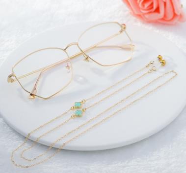 14K gold chain Lolita four-leaf grass glasses chain female Fuguluolita hanging rope hanging neck simple fashion trend person