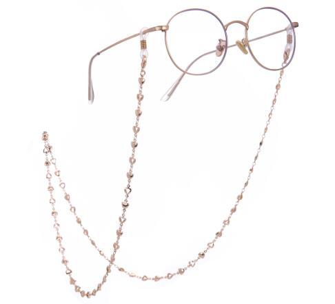 Fashionable Silver and Gold Safety Heart Eye Glass Chain Beads Cord Sunglasses Chain for Women and Men Jewelry