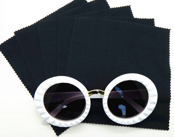 100pcs/lot 210GSM 14*14cm black microfiber cleaning cloth lens cleaner for eyeglass/camera/phone in zig zag cutting