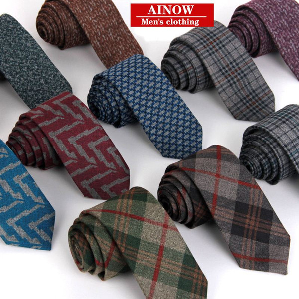 Ultra narrow narrow version of the Korean version of the 6cm men's tie wool cotton tie tie cashmere factory wholesale