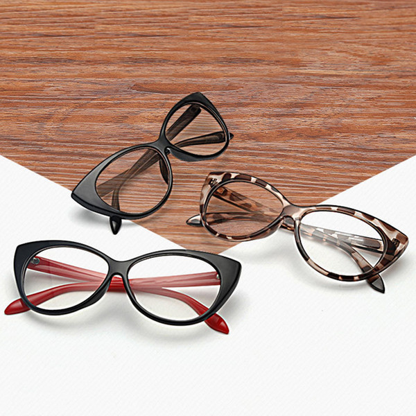 Top Sell Modern Elegant Cat Shape Glasses Frame For Ladies Acetate Optical Frames Retro Plastic Plain Glasses 5 Colors