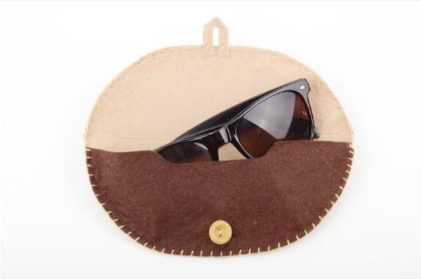 Vintage Handmade Eyeglasses Case Box Semi-circle Soft Wool Felt Sunglasses Glasses Pouch Bags Hasp Women Men Gifts Multi-Purpose