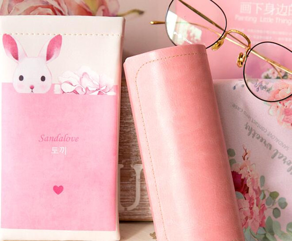 Glasses box, shortsighted eye box pure pink , Korean little refreshing student, creative personality, sunglasses, sunglasses box.