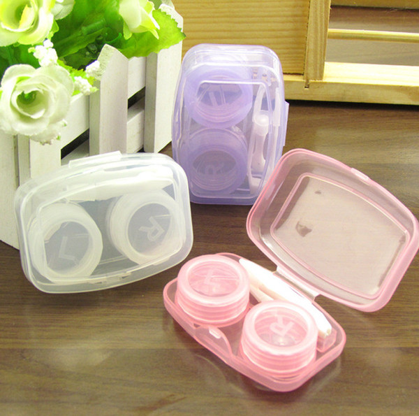 2018 new hot selling Contact Lens Contactlens Case L+R Cases Storage Holder Soaking Container Travel Accessaries