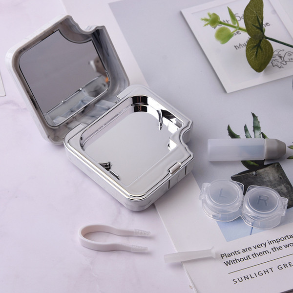 Stone Pattern Plastic Box Smooth Nearsighted Nursing Box Contact Small Mirror Clip Box Lenses Sunglasses Cases