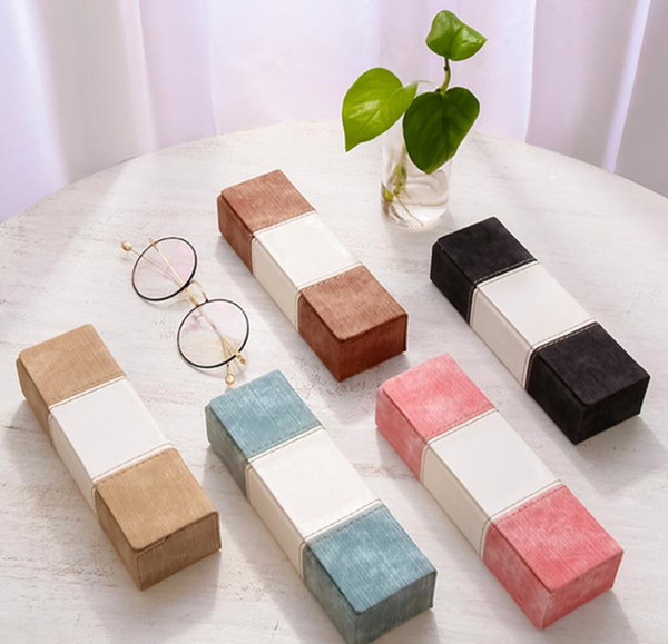 Five-line leather hand-made eyeglass box 2019 new small fresh line eyeglass box 1pc/lot drop shipping