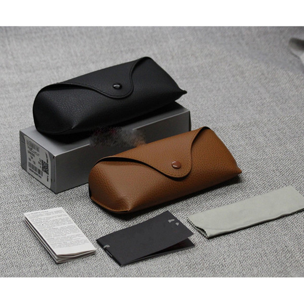 Wholesale Black Sun Glasses case Retro Brown Leather Sunglasses box Discount Cheap Fashion Eye Glasses Pouch without cleaning cloth China