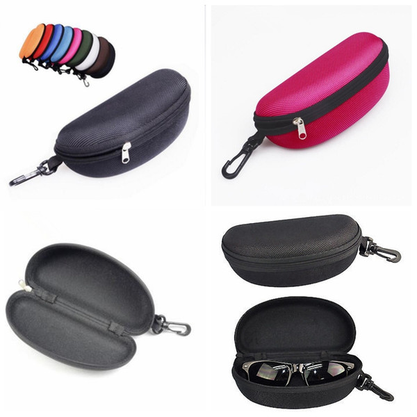 13 colors Sunglasses Case Eyeglasses Box Glasses Bag Eyeglasses Carry Box Sunglass Portable Zipper Hook Hard Holder Sunglasses YYA87