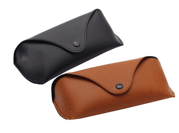 Wholesale Black Sun Glasses case Retro Brown Leather Sunglasses box cleaning cloth card Discount Cheap Fashion Eye Glasses Pouch free ship