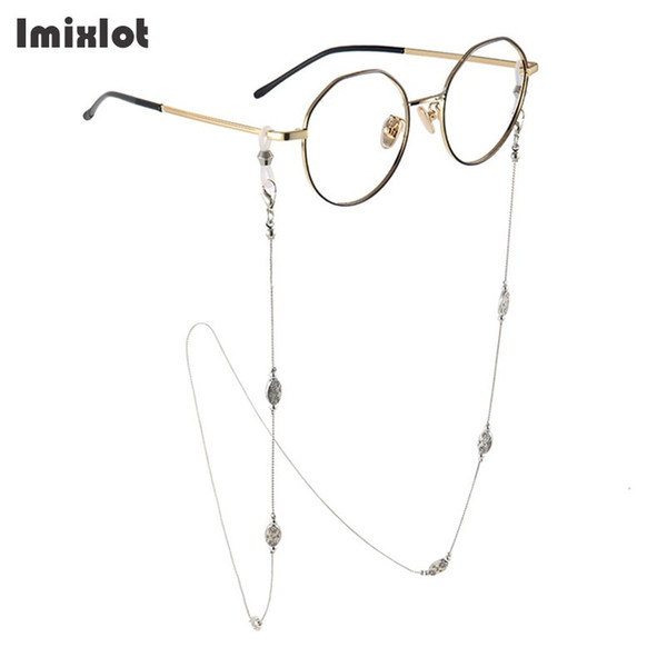 Imixlot Flower Carved Beads Sunglasses Lanyard Strap Silver Metal Eyeglass Eyewears Glasses Chain Cord Holder Neck Ropes