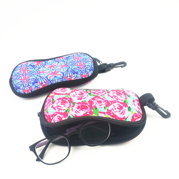 Colorful Printed Neoprene Sunglasses Case Eyeglasses Pouch with Hook Soft Neoprene Keep Your Shades Safe from Bumps Glasses Bag