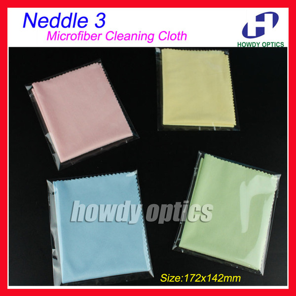 Wholesale-(HM-4L) Neddle 3 Colorful microfiber cleaning cloth for glasses lens phone watch screen etc,17.2x14.2cm,Free Shipping