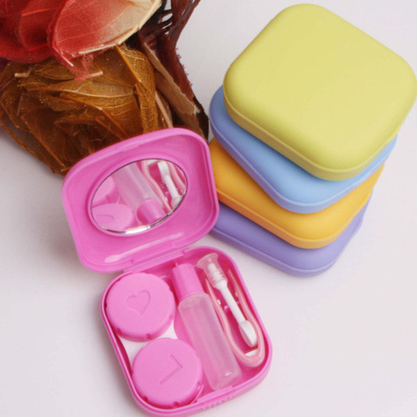 Contact Lenses Case for Women and Men With Mirror Chuck Tweezers Plastic Eyeglasses Case Contact Lens Box Color Random