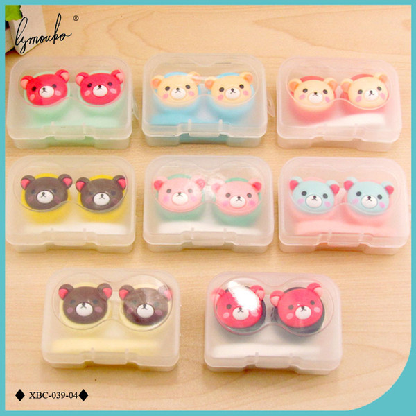 Lymouko New Design Travel Little Bear Patterns Portable Contact Lens Case Plastic Lenses Container Box for Women