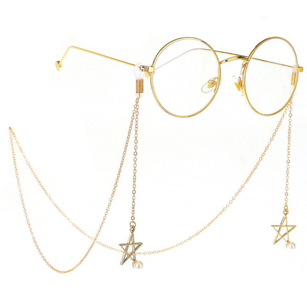 Glasses Chain Non Slip Gold Star Pendant Pearl Luxury Fashion Eyeglasses Reading Glasses Decoration Women lanyard String Chains