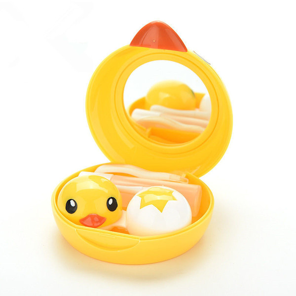 Cute Mini Eyewear Accessories Cartoon Duck Design Contact Lens Box Case Holder Container Case