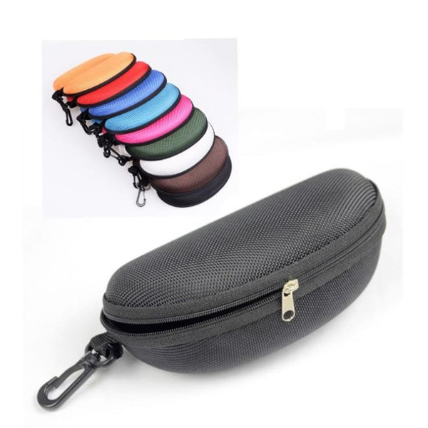 Hot 14 colors Eyeglasses Box Sunglasses Case Glasses Bag Eyeglasses Carry Box Sunglass Portable Zipper Hook Hard Holder SunglassesT6C069