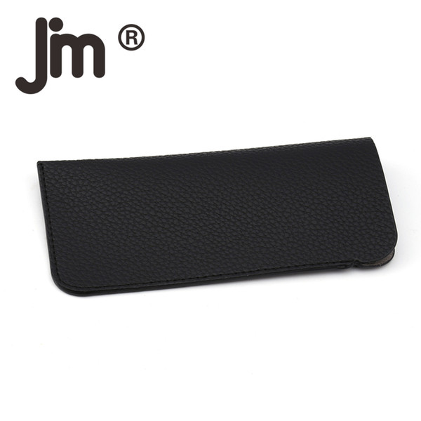 JM PU Leather Sunglasses Pouch Soft Bags Padded Glasses Holder for Women Men Solid Black Color