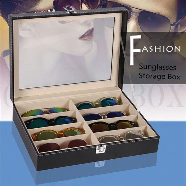 8 Grid Glasses Storage Box, Sunglasses Display Box Sunglass Organizer Box, Eyewear Storage Case Organizer (Black Color)