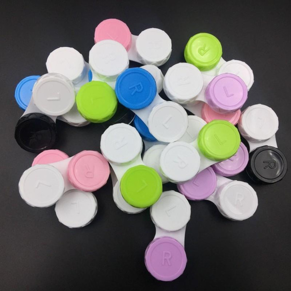 Mixed color Contact Lens Storage Case Boxes Kit Mate Double Lens Box L and R Lid Eyewear Accessories