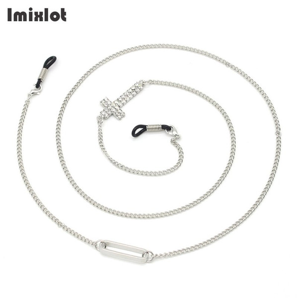 Rhinestone Cross Heart Sunglasses Lanyard Strap Necklace Men Women Metal Eyeglass Glasses Chain Cord Reading Glasses Strap